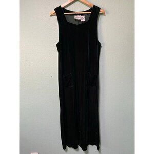Vintage Studio Edge Women's Dark Green Emerald Velvet Dress with Pockets Size 10